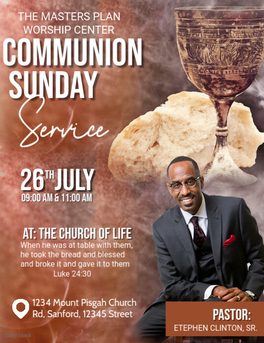 Copy of Brown Maximalist Communion Sunday Service Flyer (us Letter ...