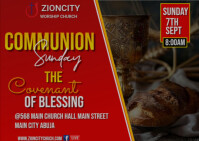 Brown Maximalist Community Sunday Service  Postcard Открытка template