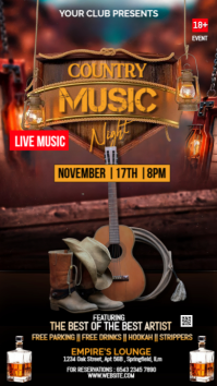Brown Maximalist Country Music Night  Digital Display (9:16) template