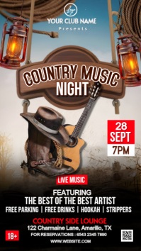 Brown Maximalist Country Music Night  Digital Display (9:16) template