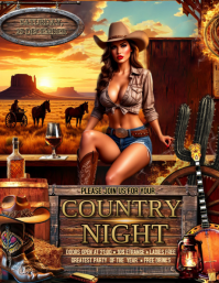 Brown Maximalist Country Night Party Flyer Рекламная листовка (US Letter) template