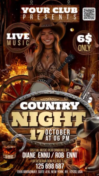Brown Maximalist Country Rodeo Night Instagram Story template