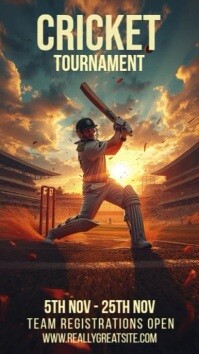 Brown Maximalist Cricket Tournament Digital Display (9:16) template