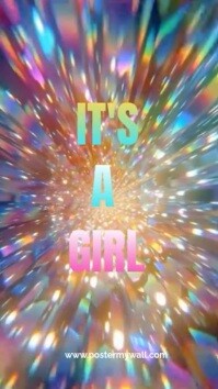 Brown Maximalist Custom It's A Girl -glitter Video Perfect For Baby Shower And Announcement  Digital template