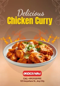 Brown Maximalist Delicious Chicken Curry A4 template