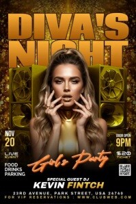 Brown Maximalist Diva's Night Party Poster template