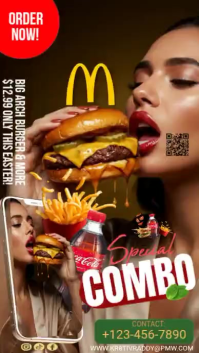 Brown Maximalist Easter Burger Combo Promotion Instagram Story Video template