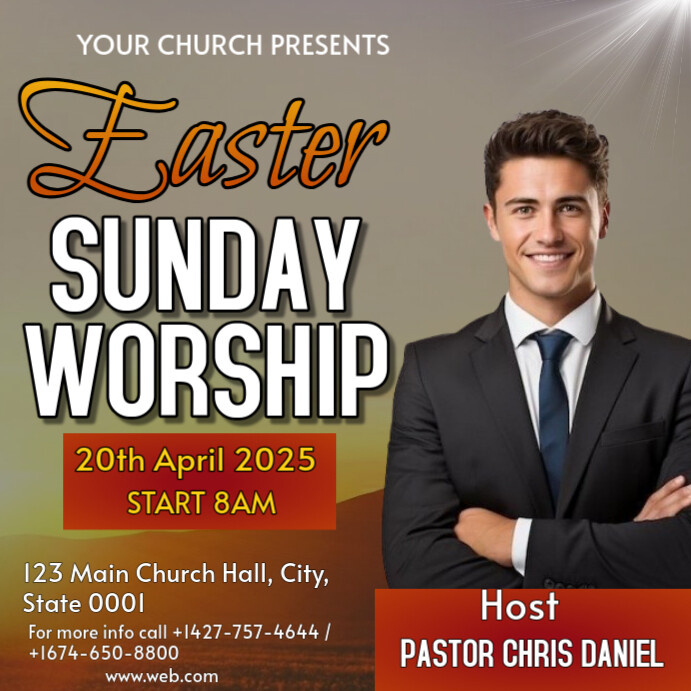 Easter Weekend Programme Design Brown Maximalist Easter Sunday Program Instagram Post Template ...