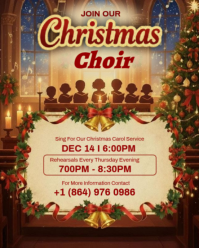 Brown Maximalist Editable Christmas Choir Flyer Template | Carol Service & Rehearsals Instagram Port