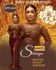 Brown Maximalist Elegant Birthday Video Flyer  Instagram Portrait template