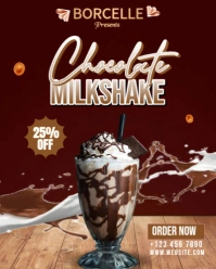 Brown Maximalist elegant chocolate milkshake day Instagram Portrait template