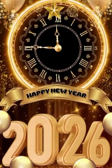 Brown Maximalist Elegant Happy New Year 2026 Video Poster Template ...