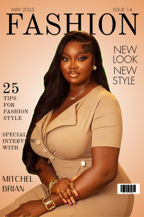 Brown Maximalist Fashion Magazine Cover  Poster Cartaz template