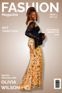 Brown Maximalist Fashion Magazine Cover  Poster Plakat template