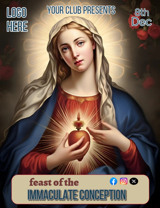Brown Maximalist Fast Of The Immaculate Conception Flyer (us Letter) template
