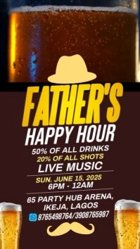 Brown Maximalist Father’s Day Happy Hour  Digital Display (9:16) template