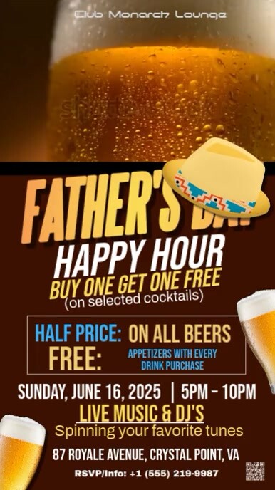 Brown Maximalist Fathers Day Happy Hour   Instagram Story Instagram-verhaal template