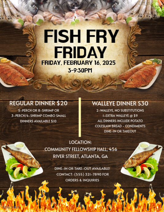 Copy of Brown Maximalist Fish Fry Flyer (us Letter) | PosterMyWall