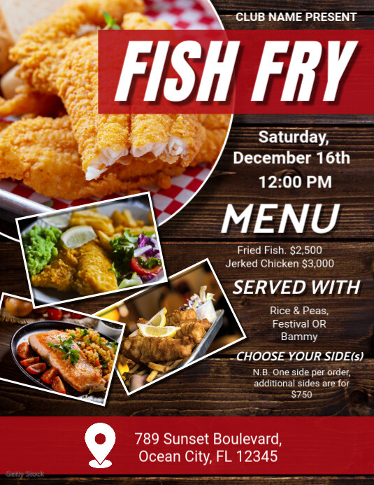 Brown Maximalist  Fish Fry Flyer Flyer (us Letter) template