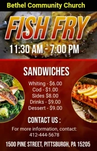 Brown Maximalist Fish Fry Flyer Tabloid template