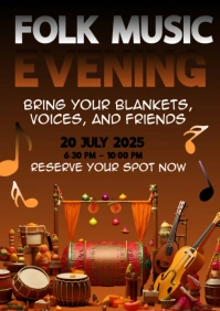 Brown Maximalist Folk Music Evening A2 template