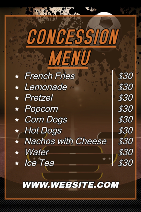 Brown Concession Menu Posters Template | PosterMyWall
