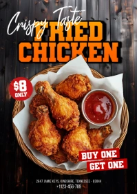Brown Maximalist Fried Chicken A5 template