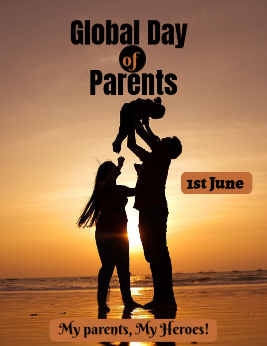 Brown Maximalist Global Day Of Parents Flyer (us Letter) template