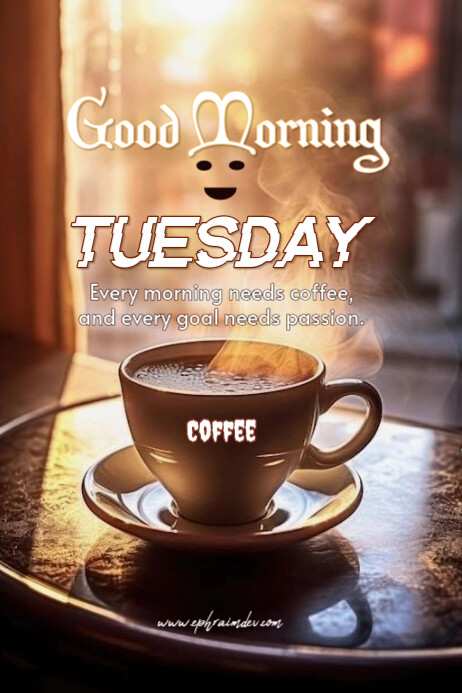 Brown Maximalist Good Morning Tuesday Poster Template | PosterMyWall
