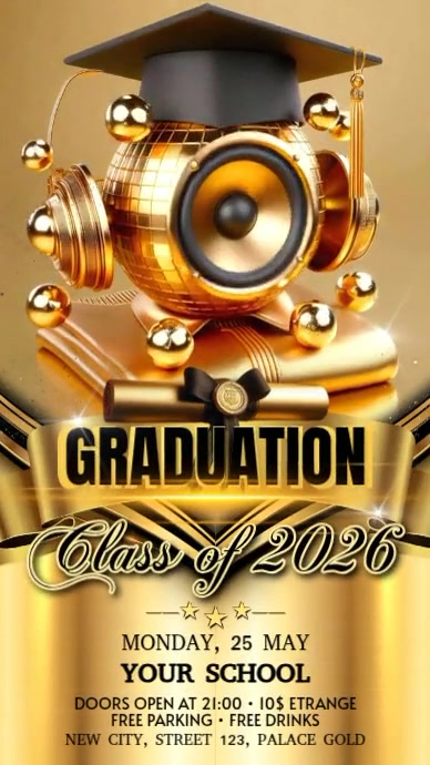 Brown Maximalist Graduation Party Digital Display Video Template ...