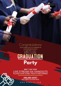 Brown Maximalist Graduation Party Flyer A6 template