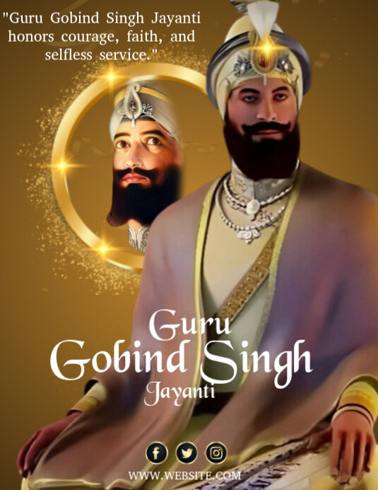 Brown Maximalist Guru Gobind Singh Jayanti Design Flyer (us Letter ...