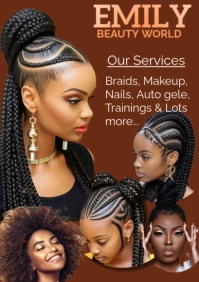 Brown Maximalist Hair Dressing Saloon Design Template  A5