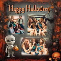 Brown Maximalist Halloween Collage Photo Template  Instagram Post