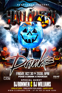 Brown Maximalist Halloween Special Drink Party Banner 4' × 6' template