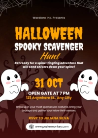 Brown Maximalist Halloween Spooky Scavenger Hunt A2 template