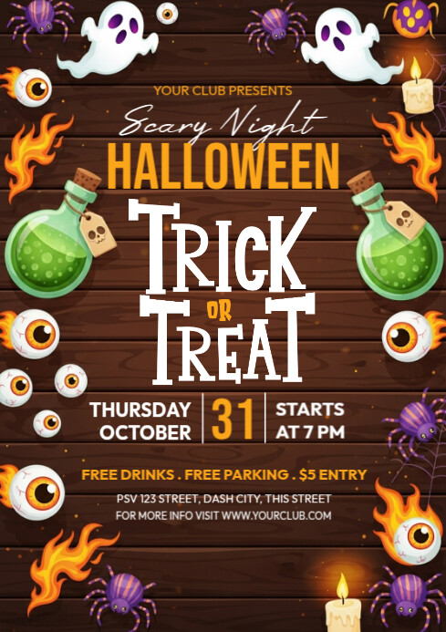 Copy of Brown Maximalist Halloween Trick Or Treat Design Template A4 ...