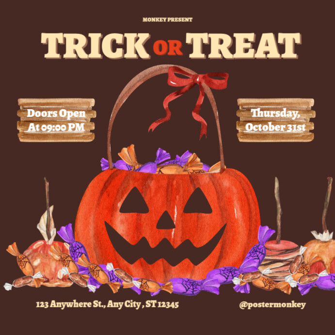 Copy of Brown Maximalist Halloween Trick Or Treat Instagram Post ...