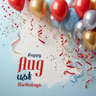 Brown Maximalist Happy August Birthdays  Instagram Post template