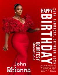 Brown Maximalist Happy Birthday Flyer (us Letter) template