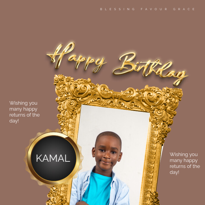 Brown Maximalist Happy Birthday Flyer  Instagram Post template