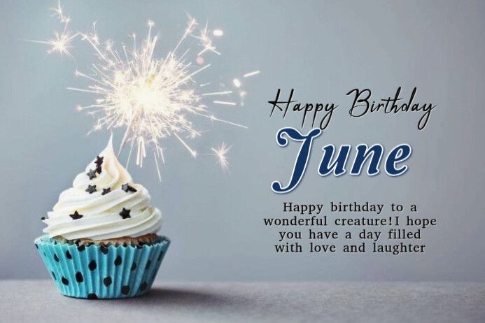 Brown Maximalist Happy Birthday June Banner 4' × 6' Template | PosterMyWall