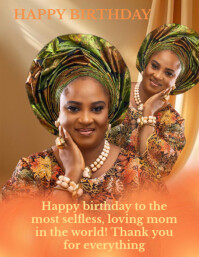 Brown Maximalist Happy Birthday Mom Flyer (us Letter) 传单(美国信函) template