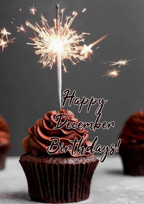 Happy December Randy Brown Maximalist Happy December Birthdays A4 Template | PosterMyWall