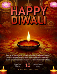 Brown Maximalist Happy Diwali Flyer (us Letter) template