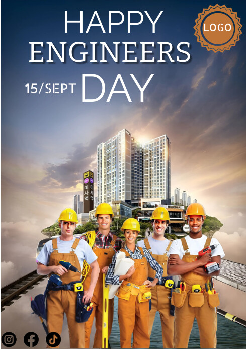Brown Maximalist Happy Engineers Day A4 template