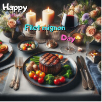 Brown Maximalist Happy Filet Mignon Day  Instagram Post template