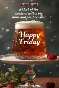 Brown Maximalist Happy Friday Greating  Pinterest Graphic template