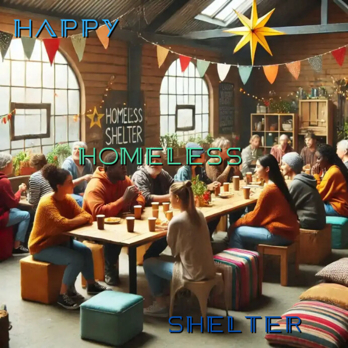 Brown Maximalist Happy Homeless Shelter Instagram Post Template ...