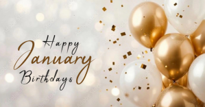 Brown Maximalist Happy January Birthdays  Facebook Event Cover template